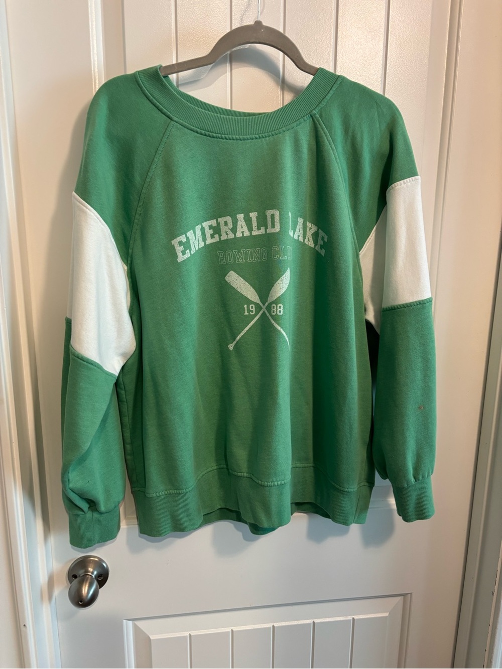 Maurices Green and White Colorblock Crewneck Sweatshirt